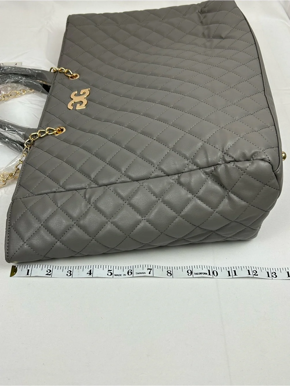 *NEW* Gilda Paris Large Quilted Tote Satchel Grey